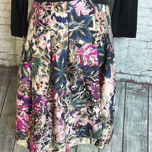 Diane Von Furstenberg Jewel Wrap Dress 2 Black Floral Pleated Silk Combo Pockets - Picture 6 of 16